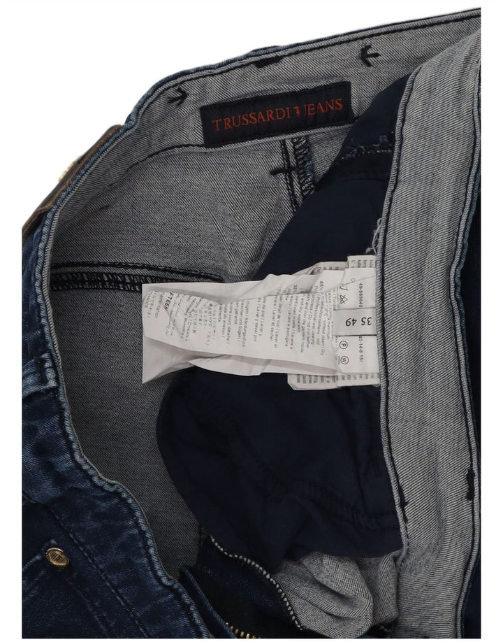 TRUSSARDI Womens Slim Jeans IT 49 XL W35 L32 Navy Blue Polyester
