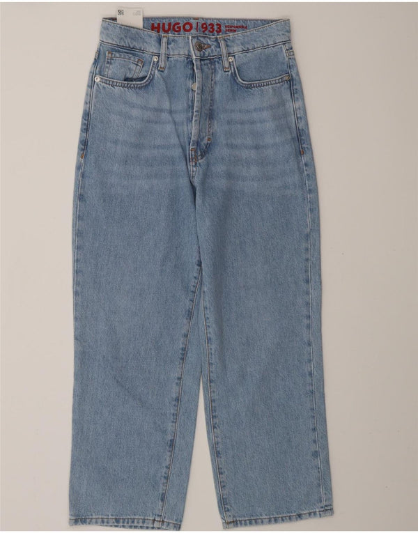 HUGO BOSS Womens Wide Leg Crop High Waist Jeans W26 L25 Blue Cotton