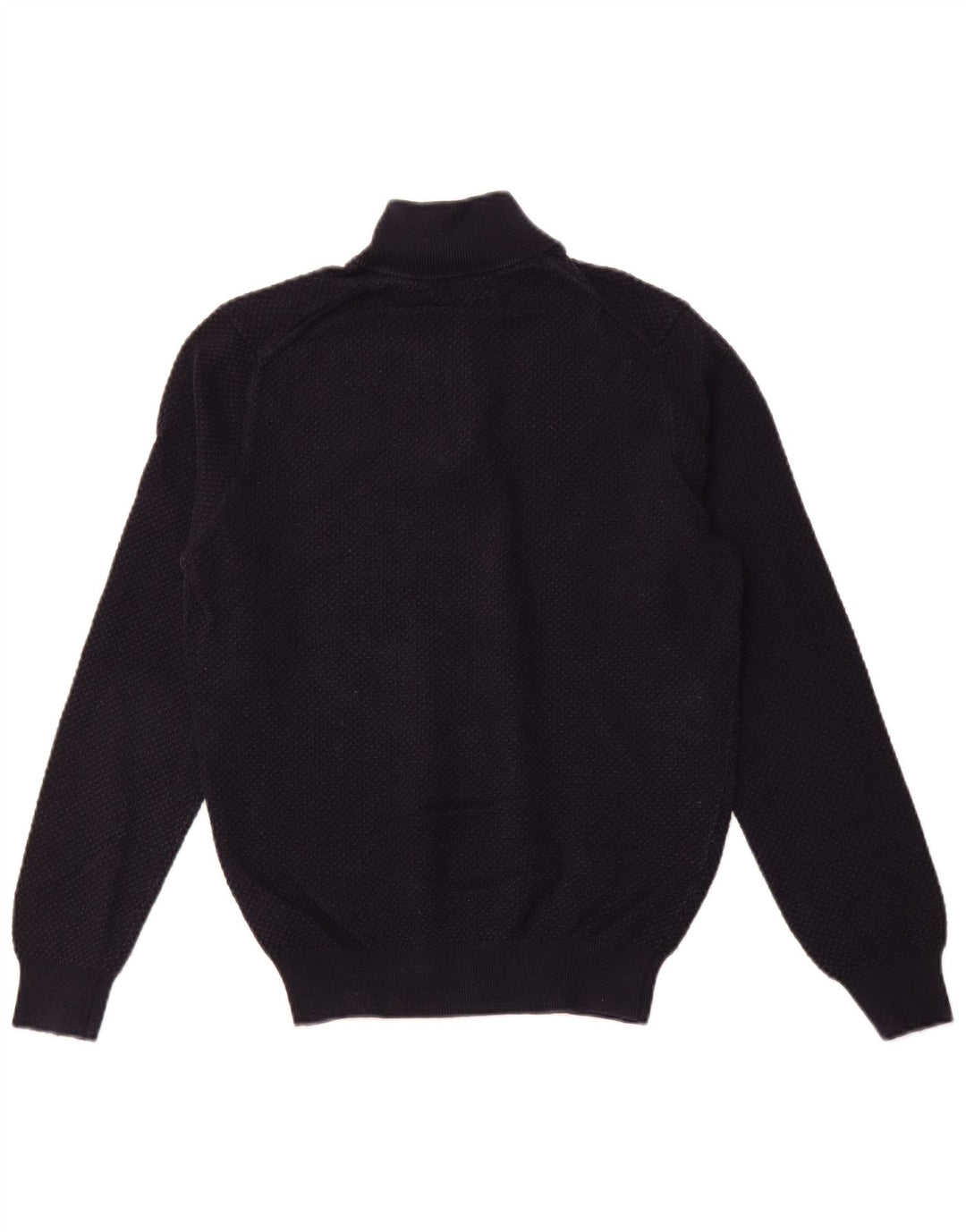 MASSIMO DUTTI Womens Zip Neck Jumper Sweater UK 12 Medium Navy Blue Cotton