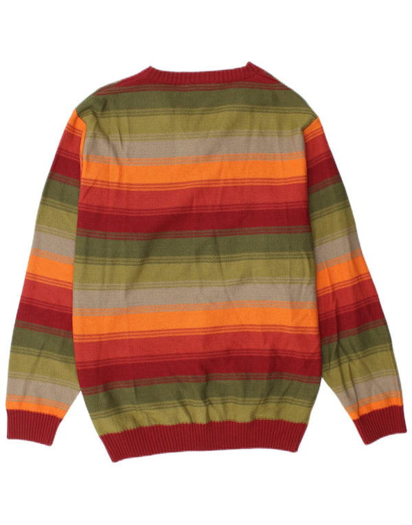 ROGER KENT Mens V-Neck Jumper Sweater EU 50 Medium Multicoloured Striped