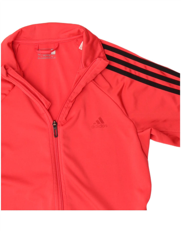 Adidas Womens Climalite Tracksuit Top Jacket UK 8/10 Small Red Polyester