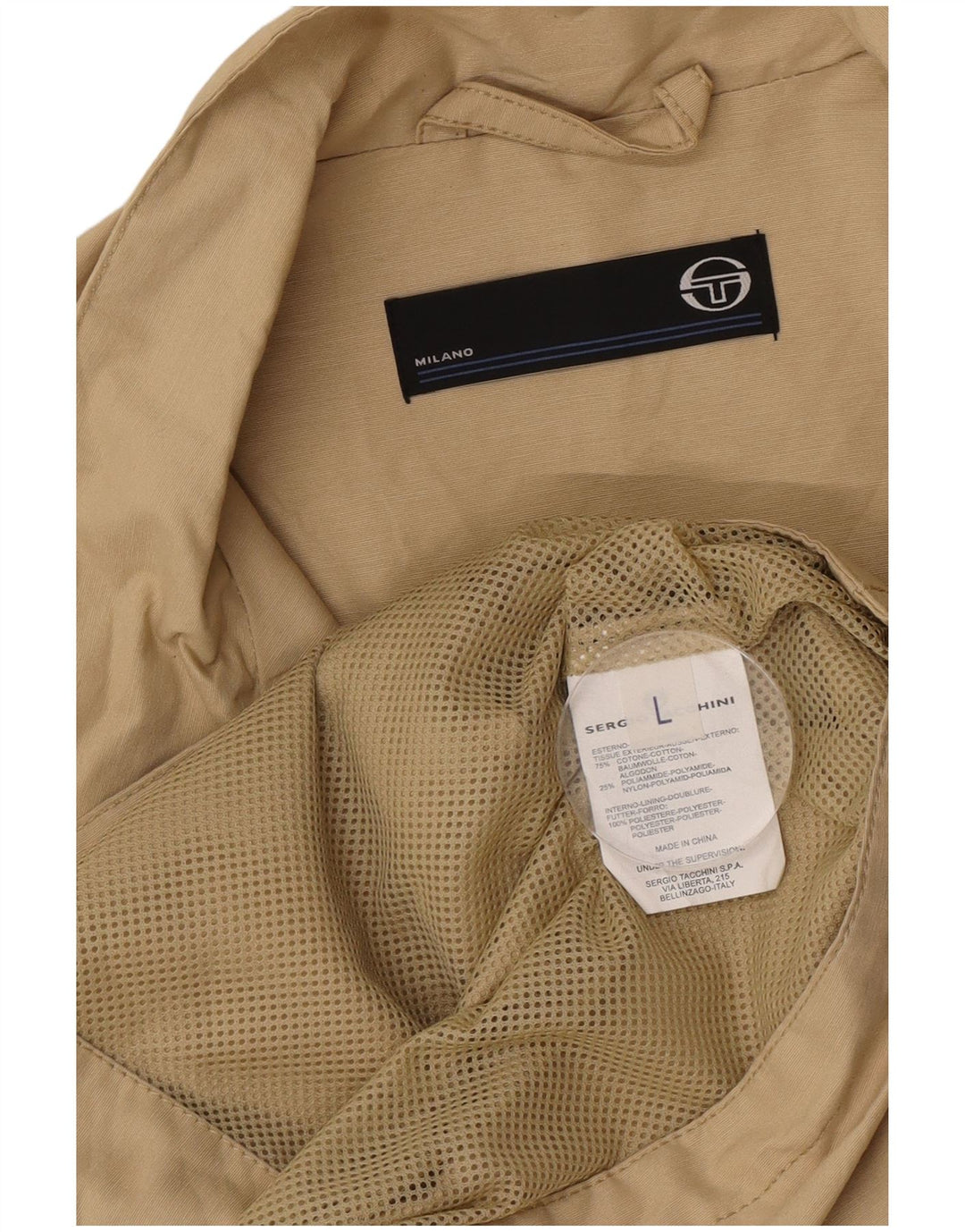 Sergio Tacchini Mens Tracksuit Top Jacket Large Khaki Cotton