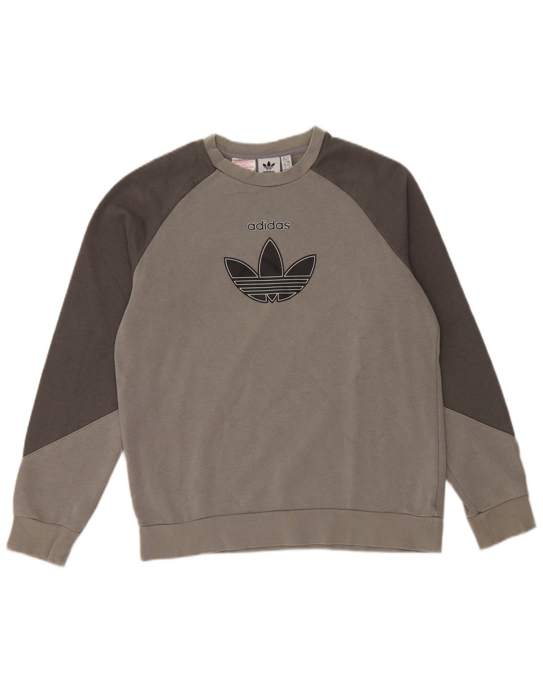ADIDAS Boys Graphic Sweatshirt Jumper 13-14 Years Grey Colourblock Cotton