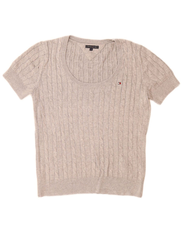 Tommy Hilfiger Womens Boat Neck Jumper Sweater UK 12 Medium Grey