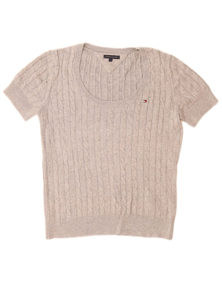 Tommy Hilfiger Womens Boat Neck Jumper Sweater UK 12 Medium Grey