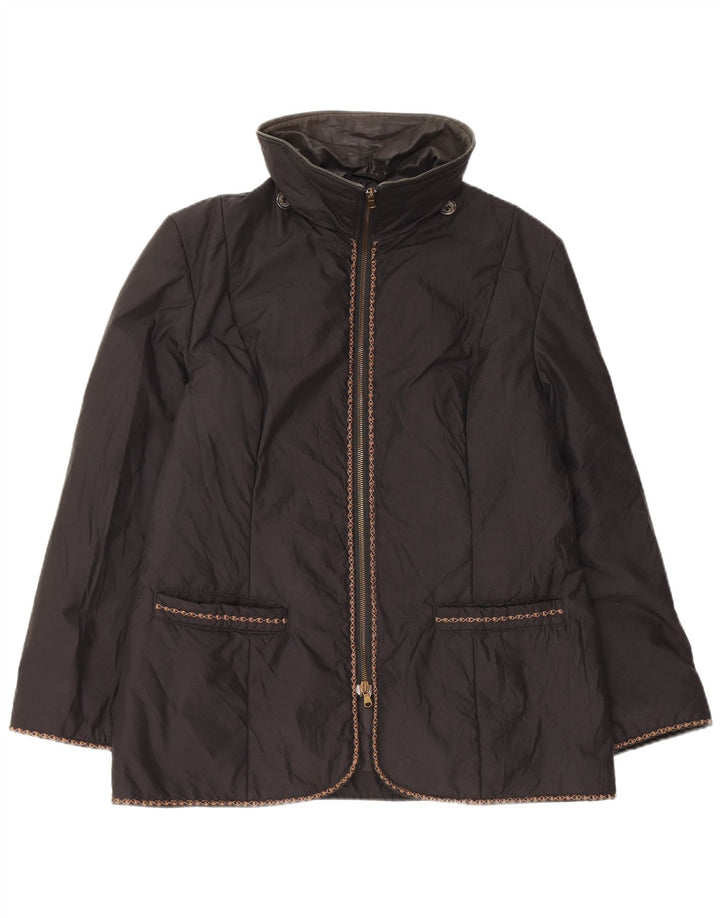 Vintage Womens Windbreaker Jacket IT 48 XL Black Polyester