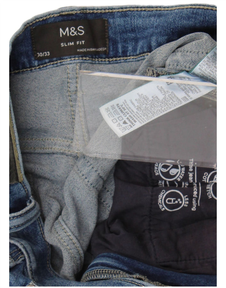 Marks & Spencer Womens Slim Jeans W30 L33 Blue Cotton