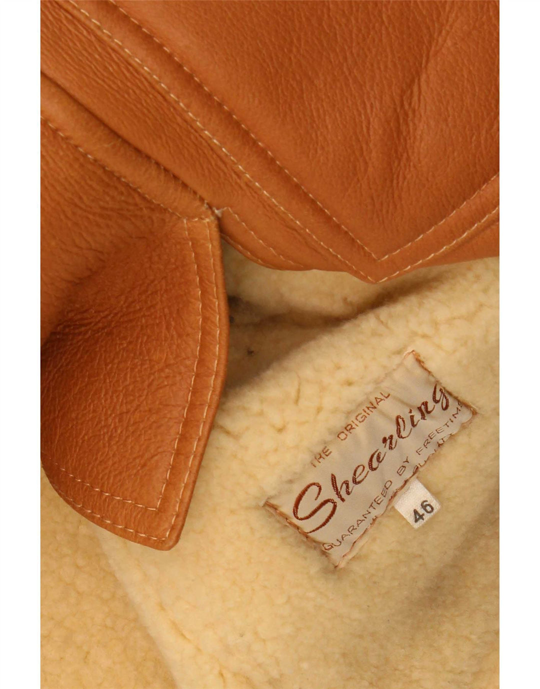Vintage Womens Shearling Jacket IT 46 Large Beige Colourblock