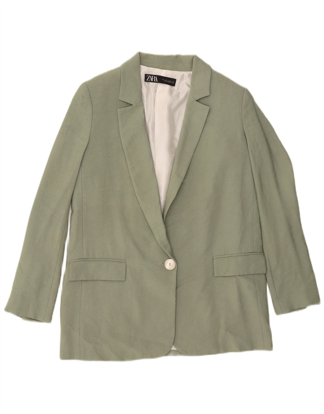 Zara Womens 1 Button Blazer Jacket UK 10 Small Green