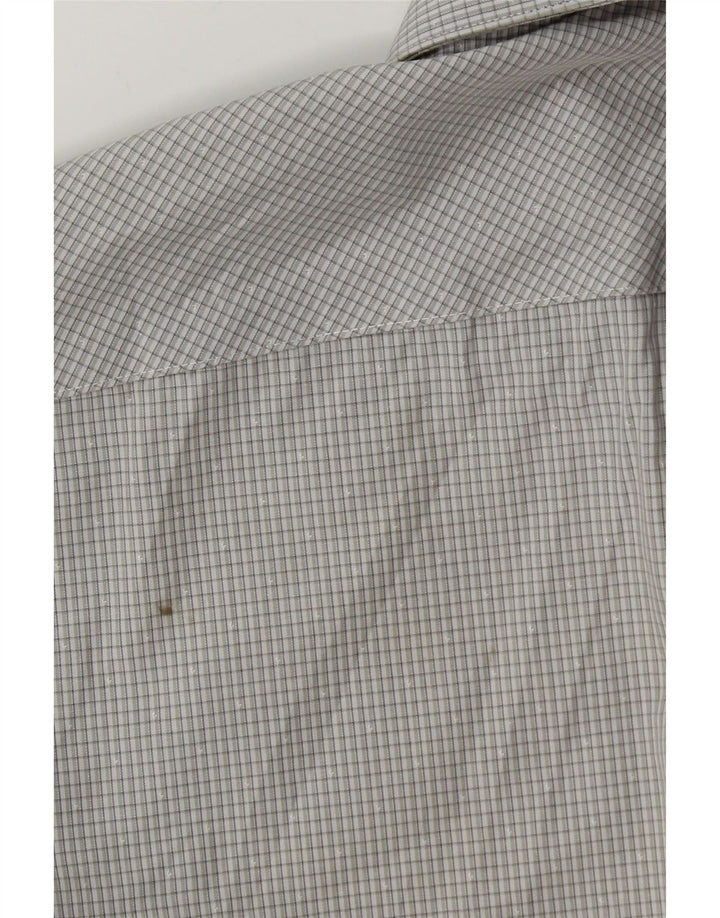 Calvin Klein Mens Slim Fit Shirt Size 39 15 1/2 Medium Grey Gingham Cotton