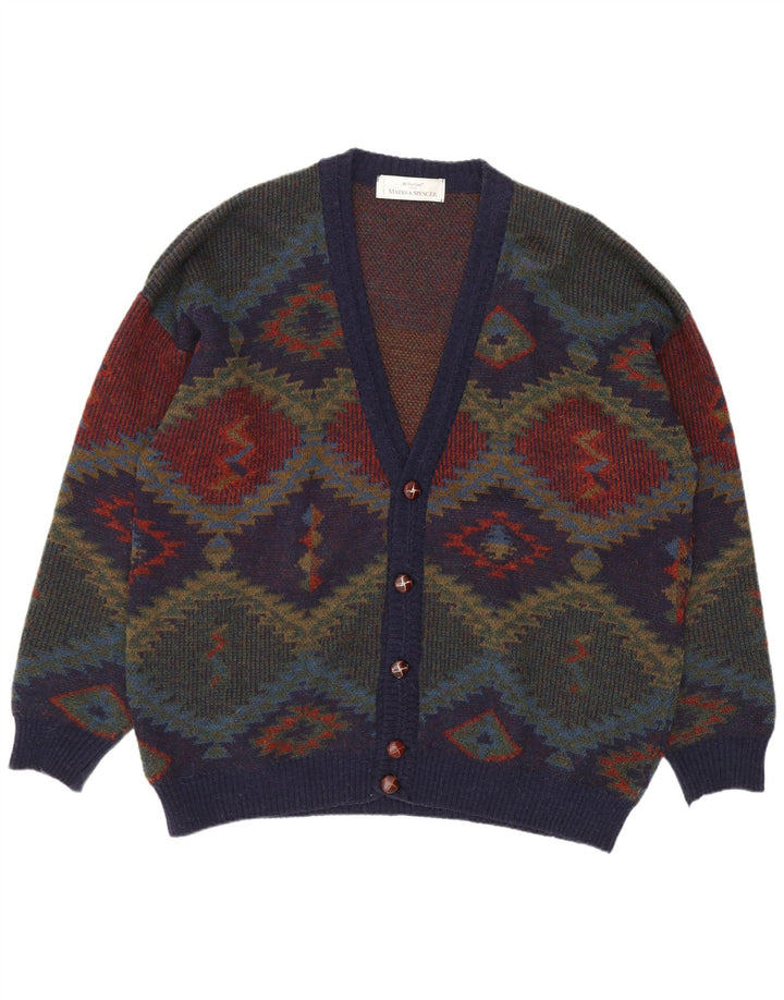 Marks & Spencer Mens St. Michael Cardigan Sweater XL Navy Blue Retro