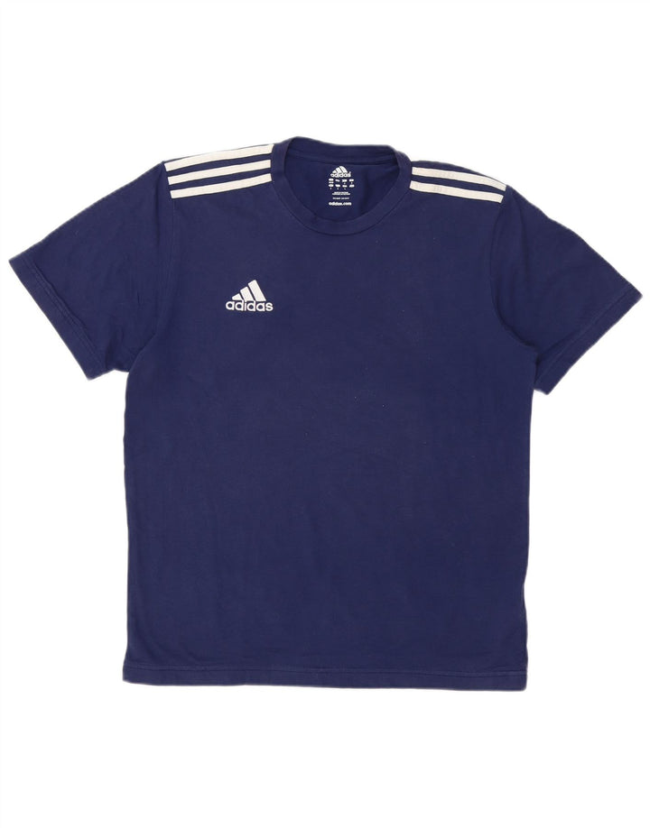 ADIDAS Mens T-Shirt Top UK 38/40 Medium Navy Blue Cotton