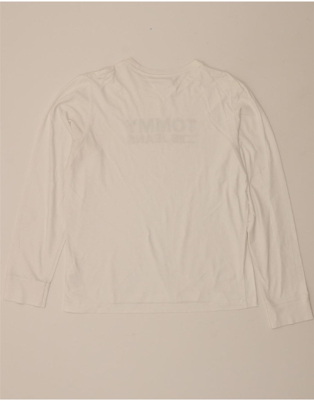 TOMMY HILFIGER Mens Graphic Top Long Sleeve Large White Cotton Vintage Tommy Hilfiger and Second-Hand Tommy Hilfiger from Messina Hembry 