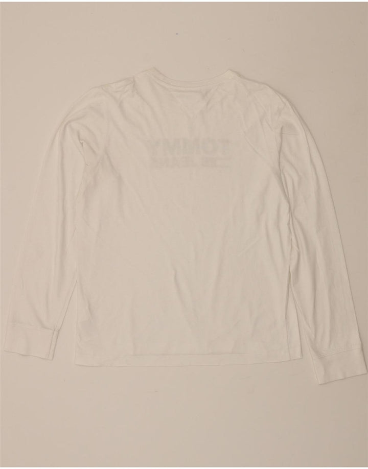 TOMMY HILFIGER Mens Graphic Top Long Sleeve Large White Cotton Vintage Tommy Hilfiger and Second-Hand Tommy Hilfiger from Messina Hembry 