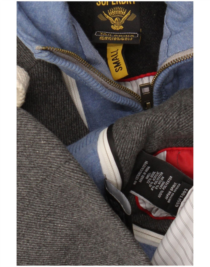 Superdry Womens Hooded 2 Button Blazer Jacket UK 10 Small Grey Wool