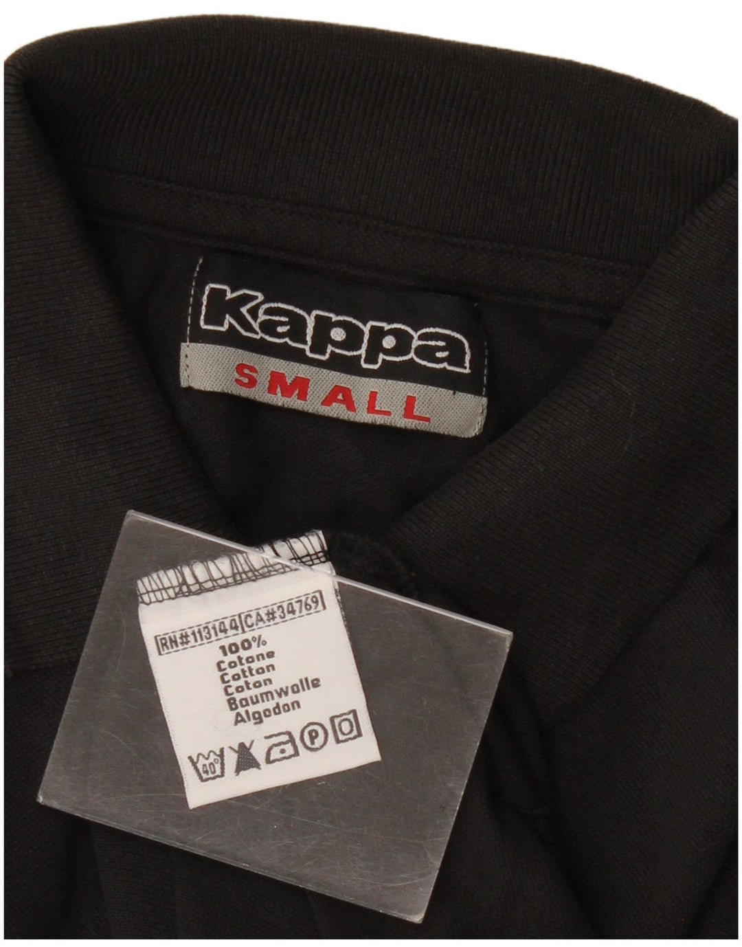 Kappa Mens Long Sleeve Polo Shirt Small Black Cotton