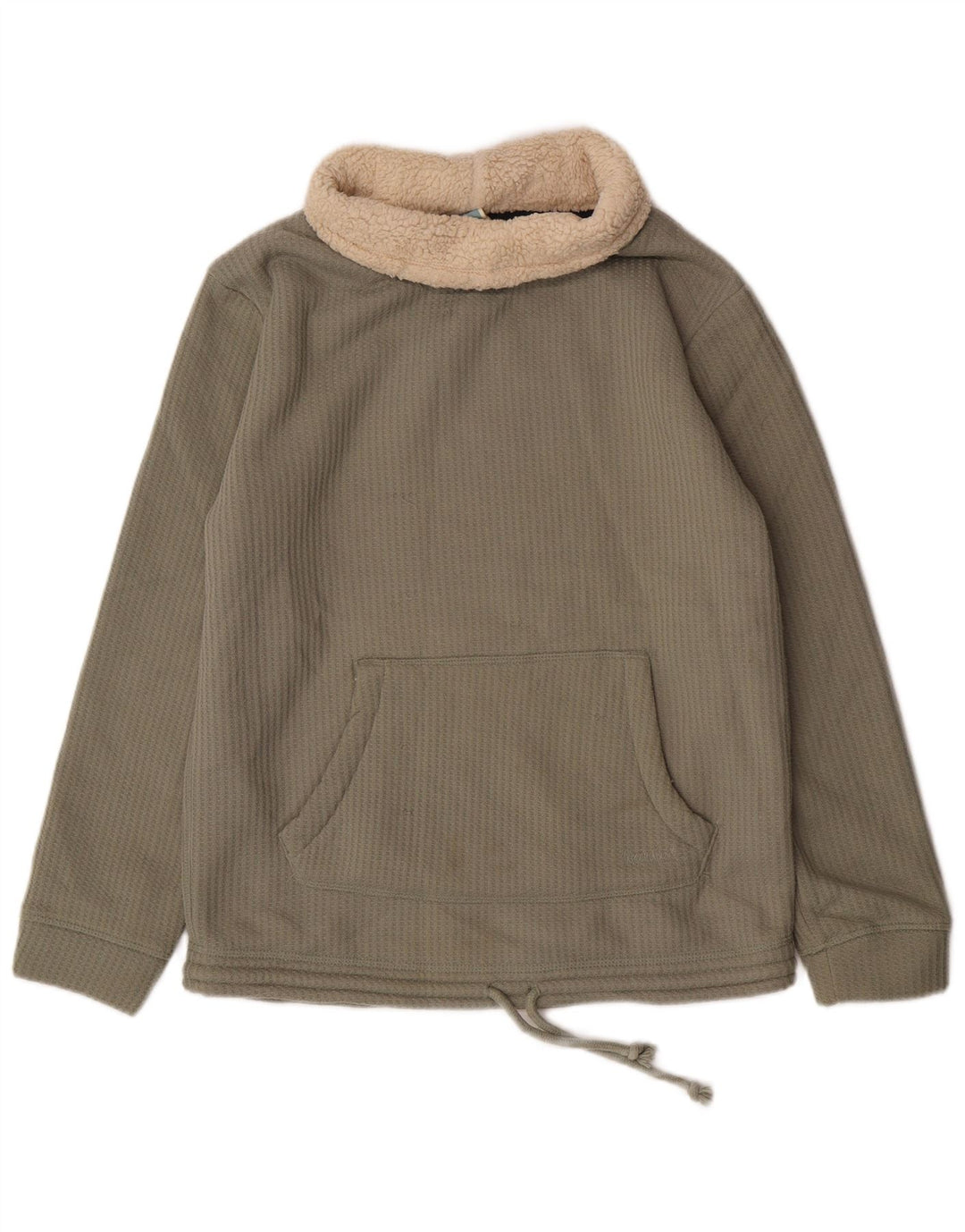 Weird Fish Womens Sherpa Roll Neck Sweatshirt Jumper UK 12 Medium Green