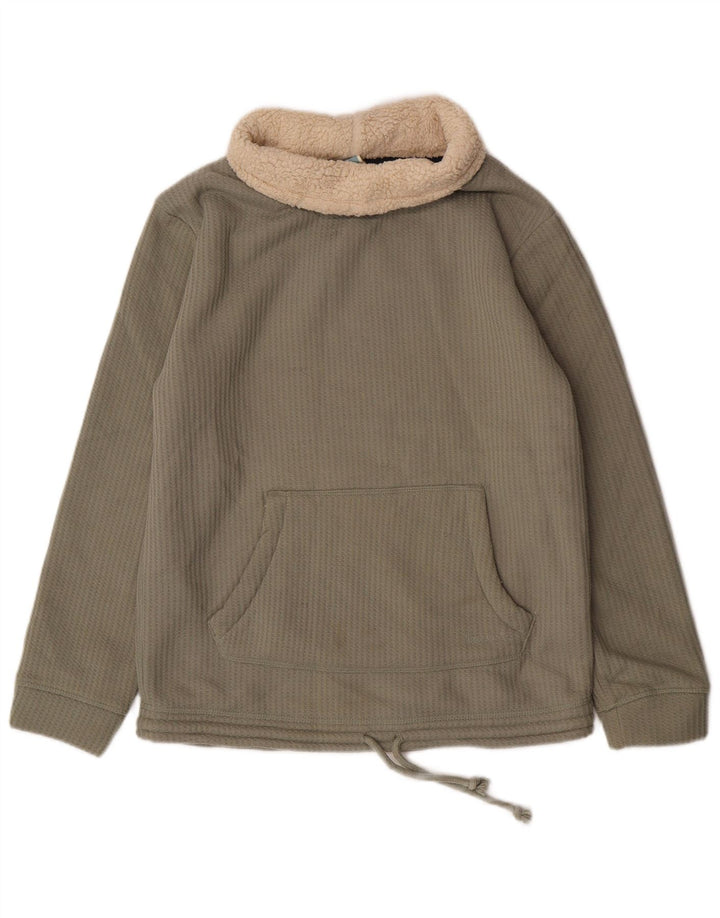 Weird Fish Womens Sherpa Roll Neck Sweatshirt Jumper UK 12 Medium Green