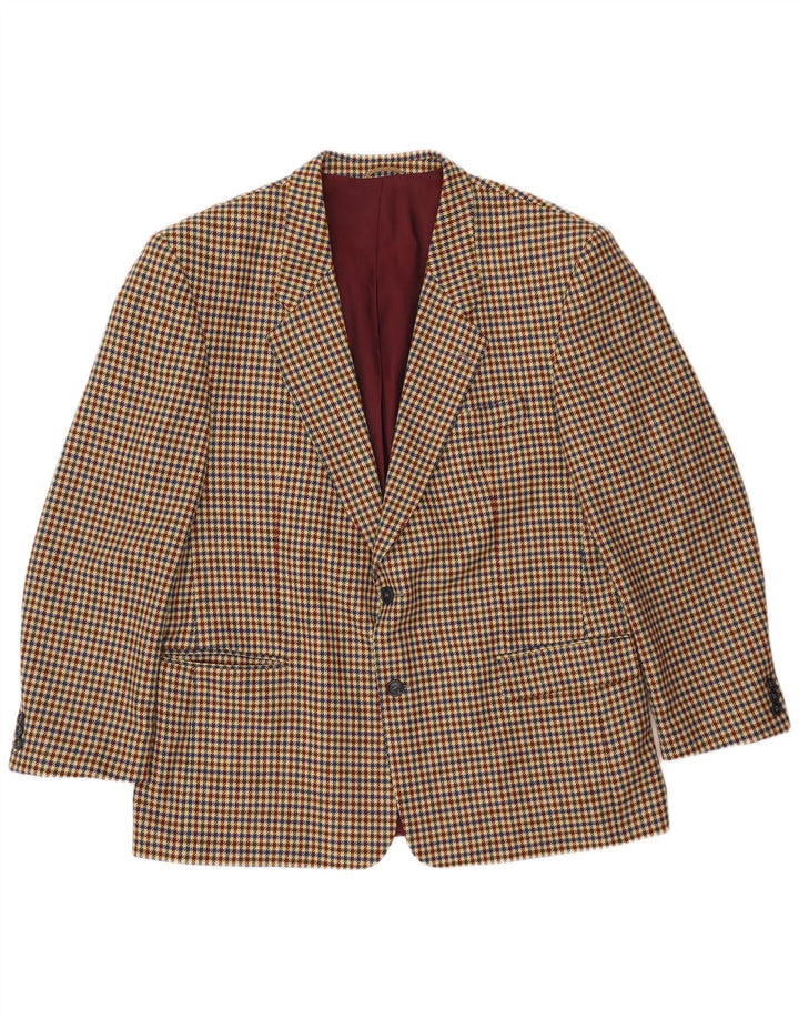 Luigi Botto Mens 2 Button Blazer Jacket UK 40 Large Beige Houndstooth Wool