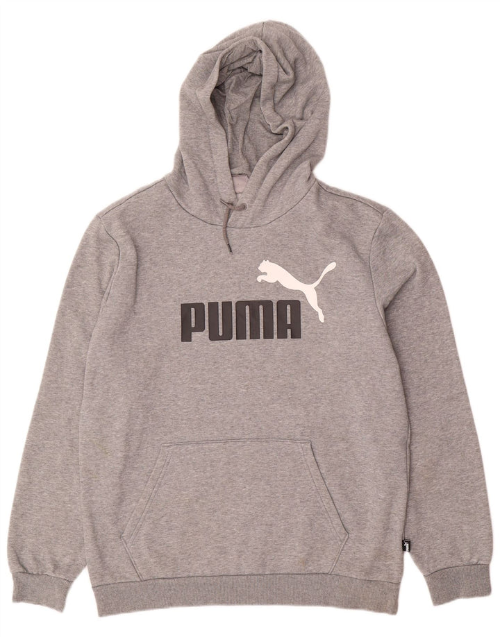 PUMA Mens Graphic Hoodie Jumper Medium Grey Cotton