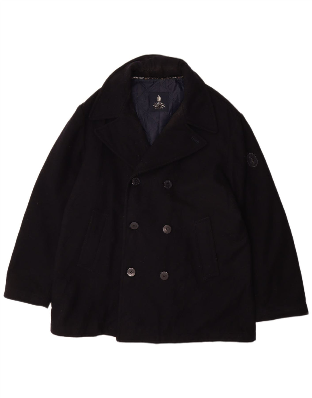 Marina Yachting Mens Pea Coat IT 54 2XL Navy Blue Wool