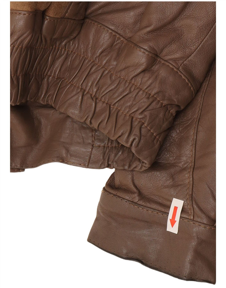 Vintage Mens Bomber Shearling Jacket IT 52 XL Brown