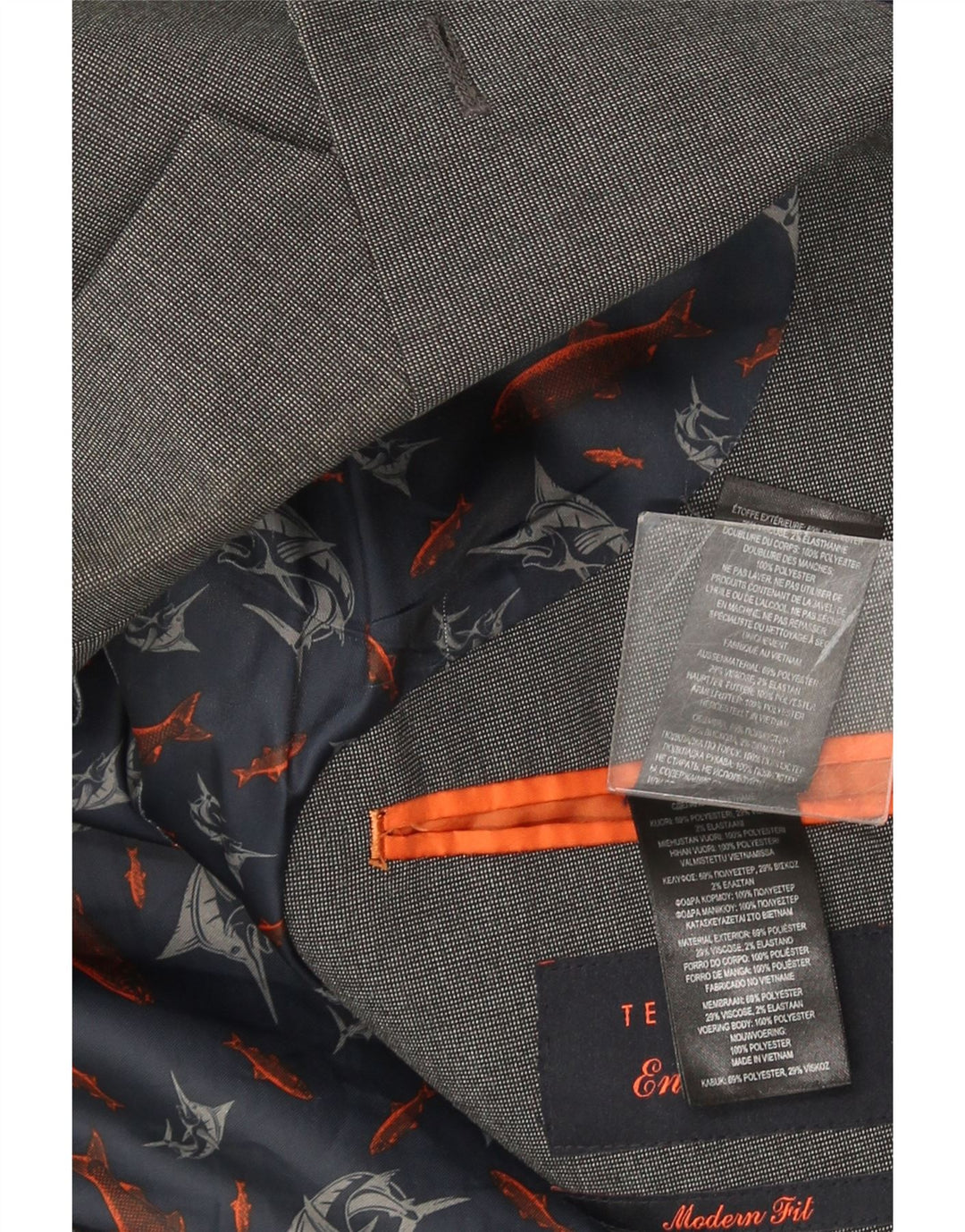 Ted Baker Mens Modern Fit 2 Button Blazer Jacket US 42 XL Grey Polyester
