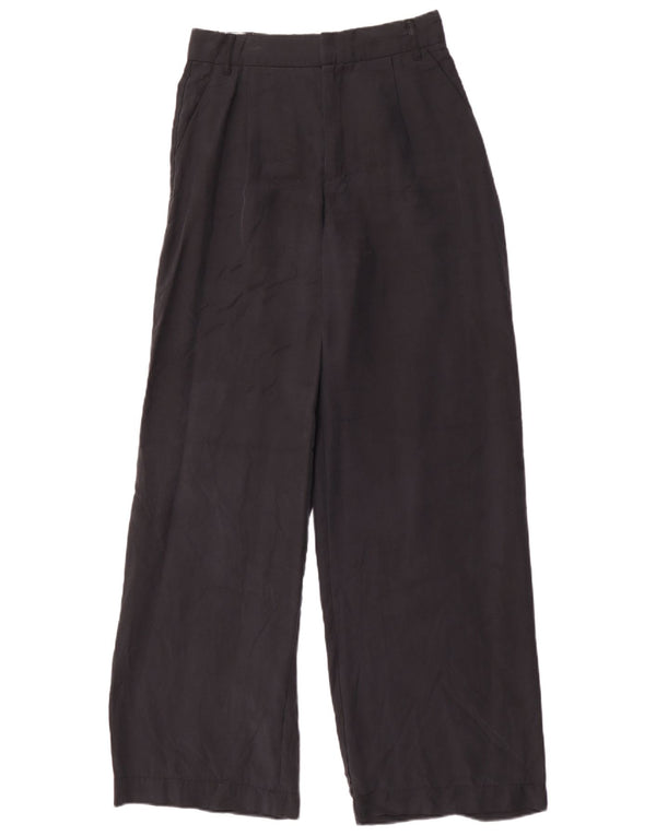 Zara Womens Wide Leg Chino Trousers XS W24 L32 Black