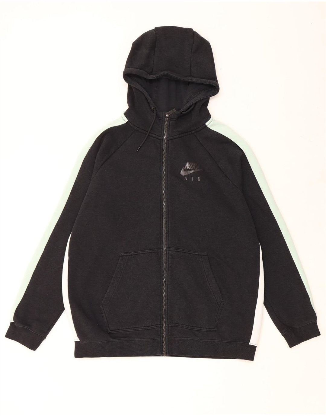 NIKE Mens Zip Hoodie Sweater Large Black Colourblock Cotton