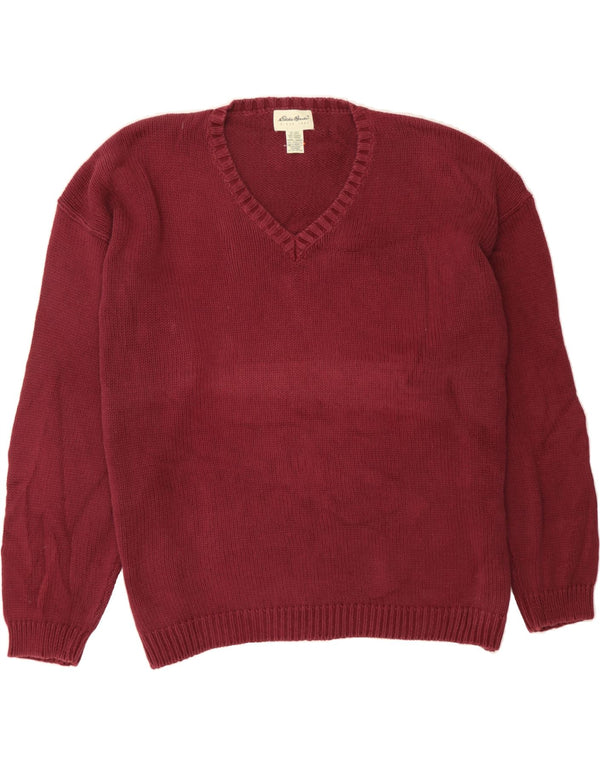 EDDIE BAUER Mens V-Neck Jumper Sweater 3XL Burgundy Cotton
