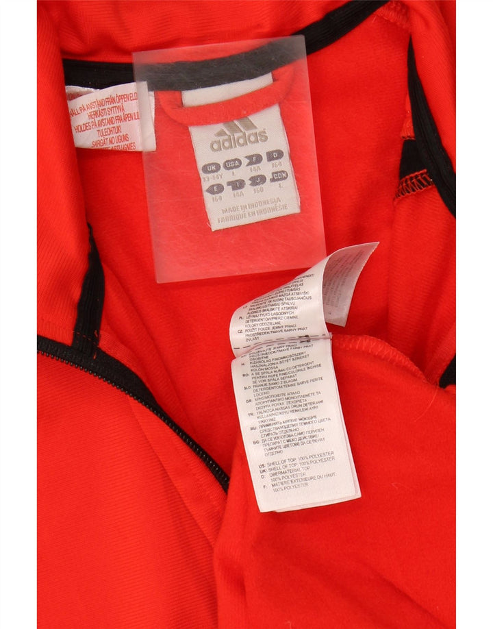 Adidas Girls Tracksuit Top Jacket 13-14 Years Red Polyester