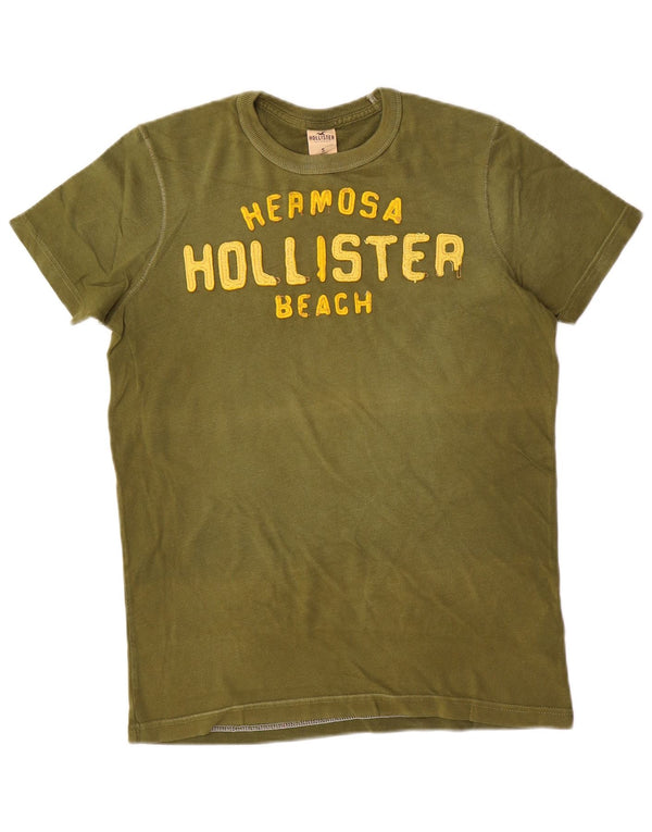 Hollister Mens Graphic T-Shirt Top Small Khaki Cotton
