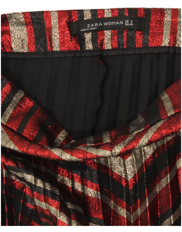 Zara Womens Knife Pleated Skirt Small W26 Multicoloured Striped Polyester
