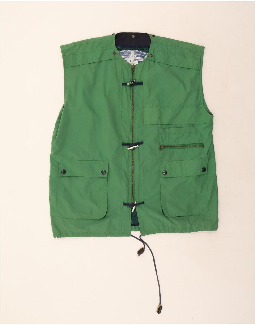 Vintage Mens Utility Gilet UK 44 2XL Green Polyester