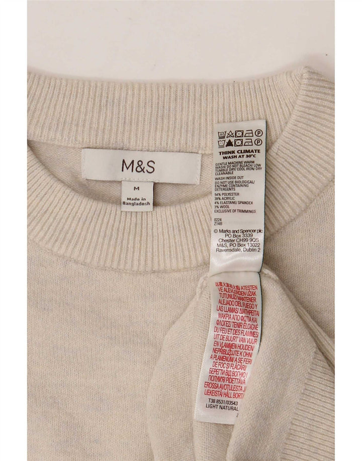 Marks & Spencer Womens Crew Neck Jumper Sweater UK 14 Medium Beige