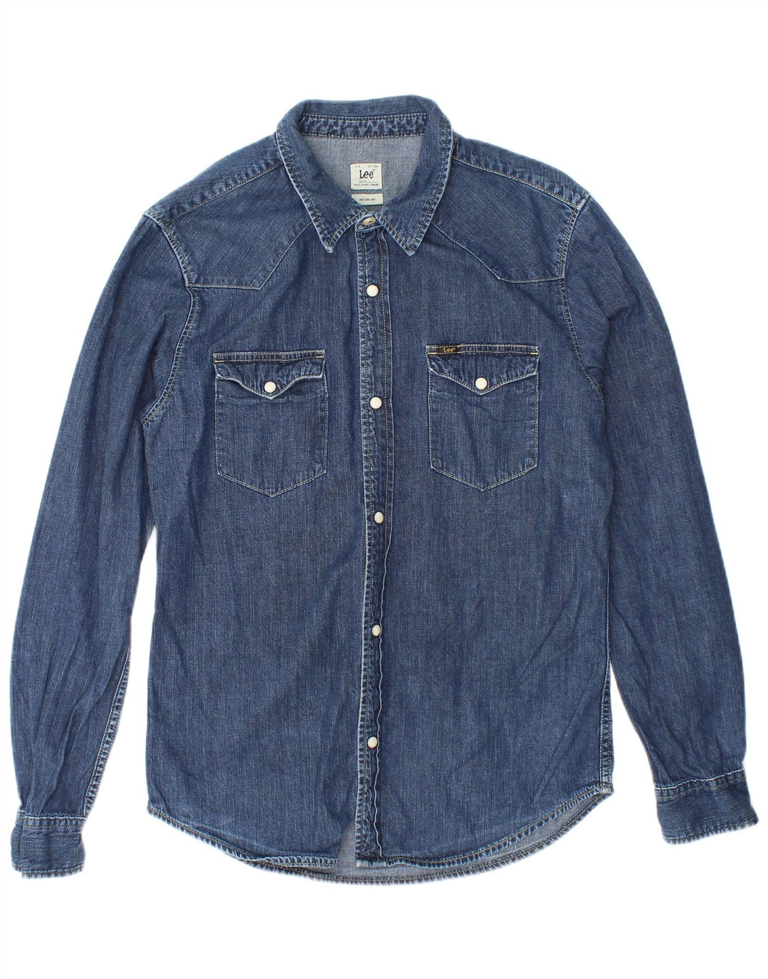 LEE Mens Denim Shirt Medium Navy Blue Cotton