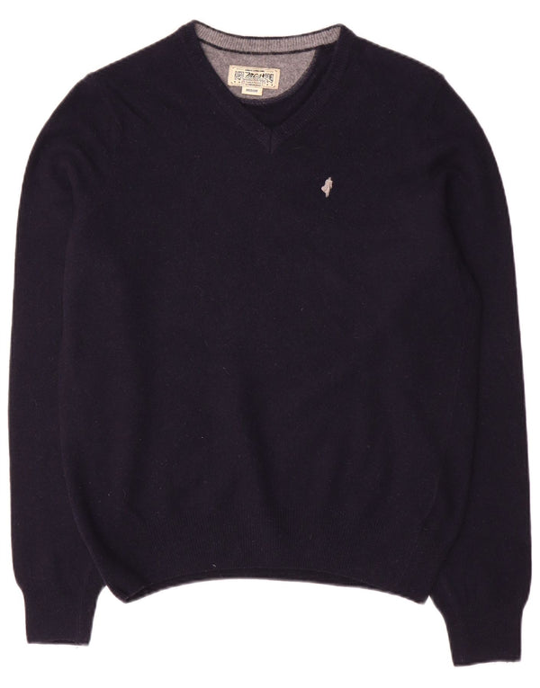 Marlboro Classics Mens V-Neck Jumper Sweater Medium Navy Blue