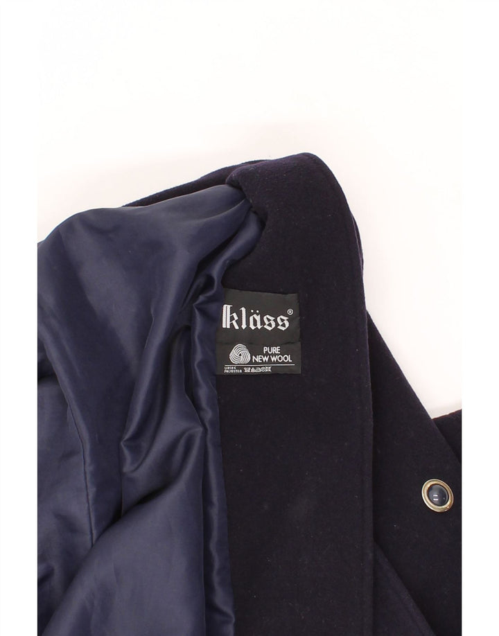 VINTAGE Womens Double Breasted Coat UK 14 Medium Navy Blue New Wool Vintage Vintage and Second-Hand Vintage from Messina Hembry 