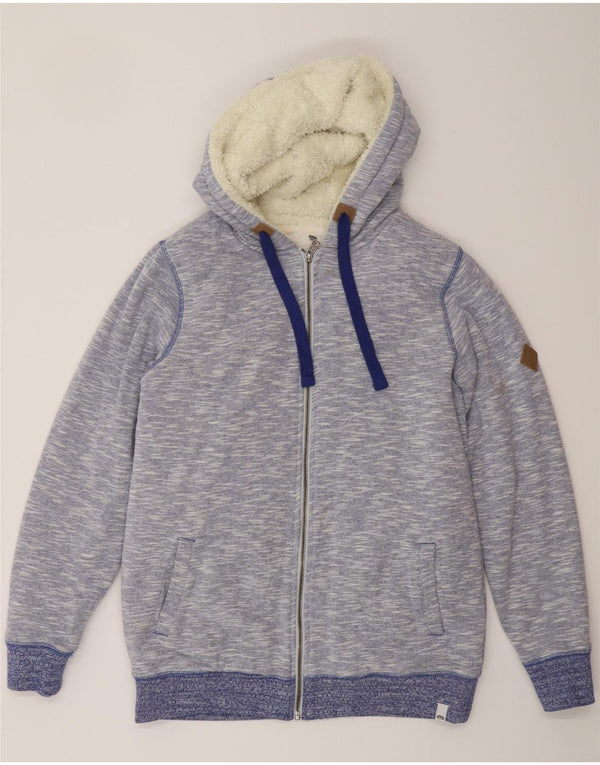 Animal Womens Hooded Sherpa Jacket UK 10 Small Blue Flecked Cotton