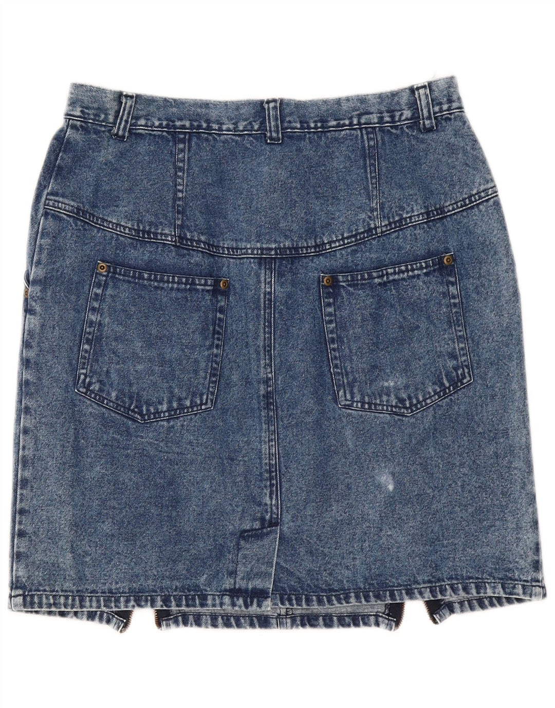 VINTAGE Womens High Waist Mini Denim Skirt EU 44 XL W32 Blue Cotton