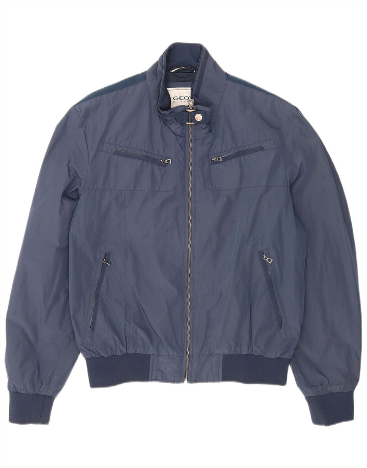 Geox Mens Respira Bomber Jacket UK 40 Large Navy Blue Polyester