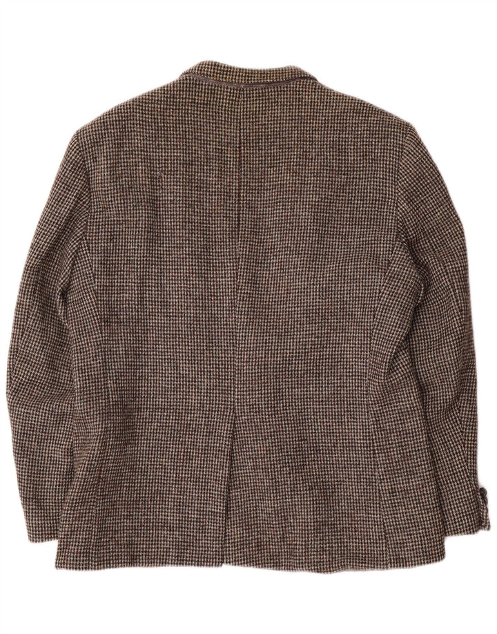 Harris Tweed Mens 2 Button Blazer Jacket UK 38 Medium Brown Houndstooth