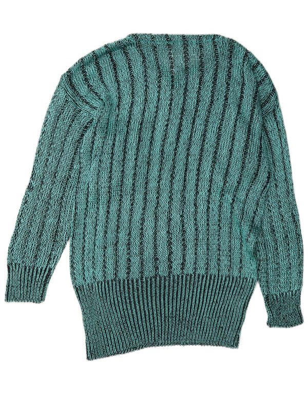 Vintage Womens V-Neck Jumper Sweater UK 16 Large Green Striped