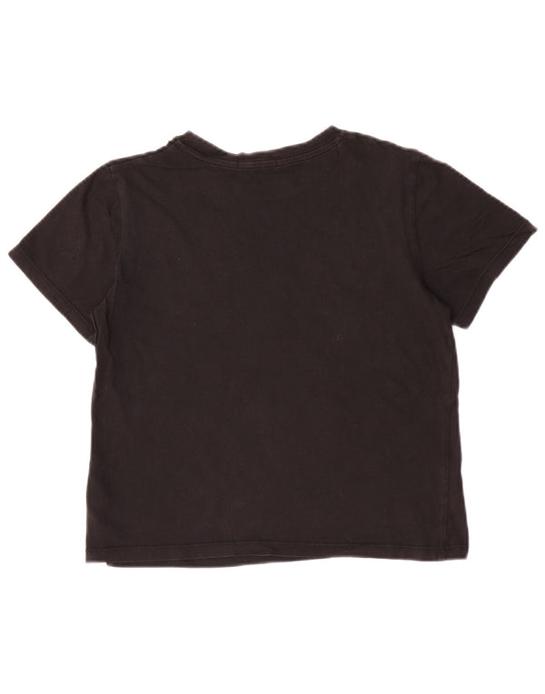 Calvin Klein Jeans Womens Crop Graphic T-Shirt Top US 10 Large Black Cotton