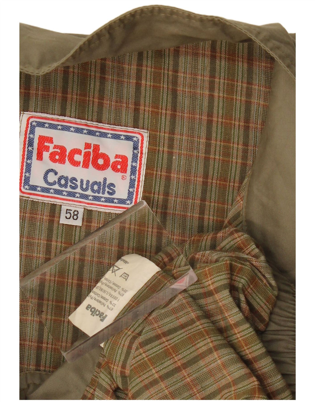 FACIBA Mens Bomber Jacket IT 58 4XL Khaki Polyester