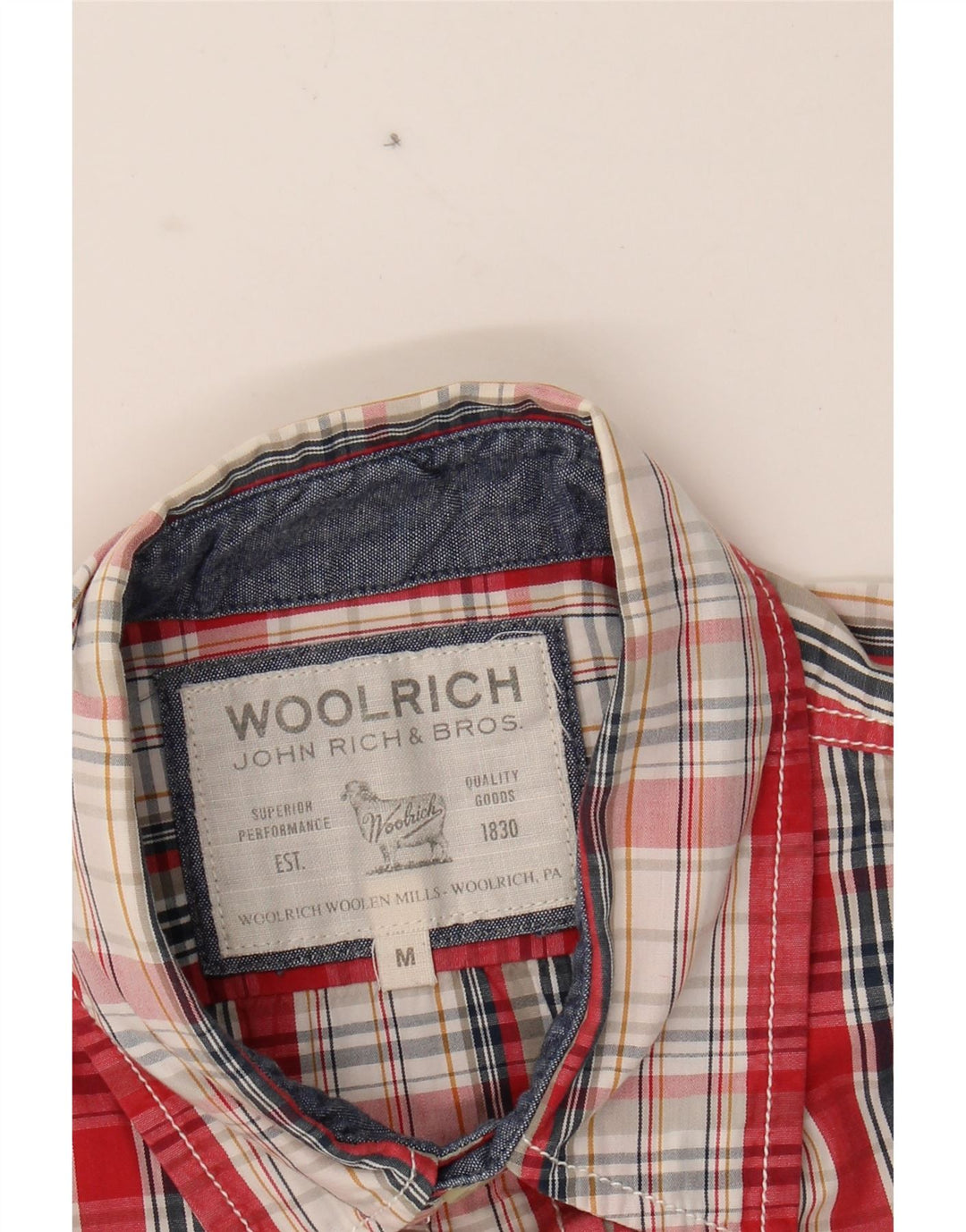 WOOLRICH Mens Short Sleeve Shirt Medium Red Check Cotton Vintage Woolrich and Second-Hand Woolrich from Messina Hembry 