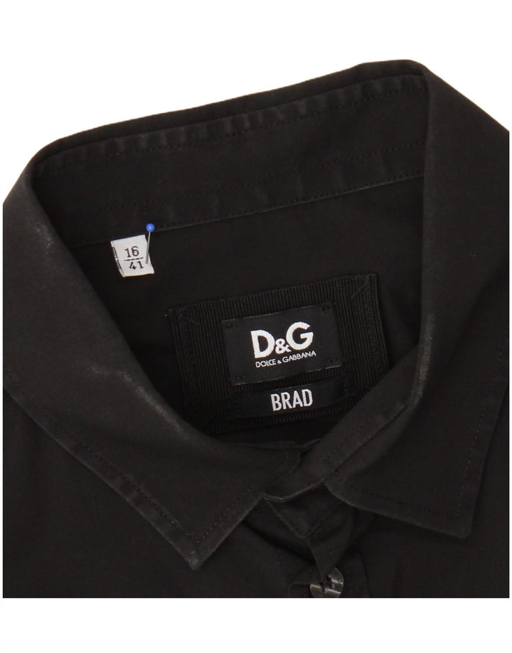 DOLCE & GABBANA Mens Shirt Size 16 41 Large Black Cotton