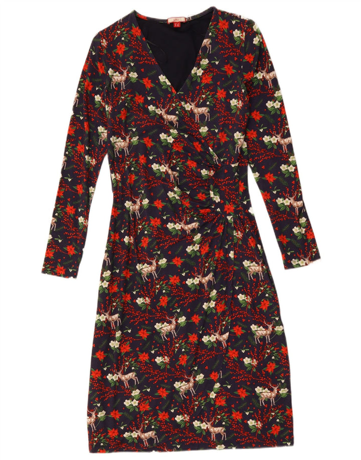 Joe Browns Womens Sheath Dress UK 8 Small Navy Blue Floral Viscose