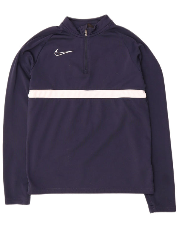 Nike Boys Dri Fit Pullover Tracksuit Top 12-13 Years Large Navy Blue