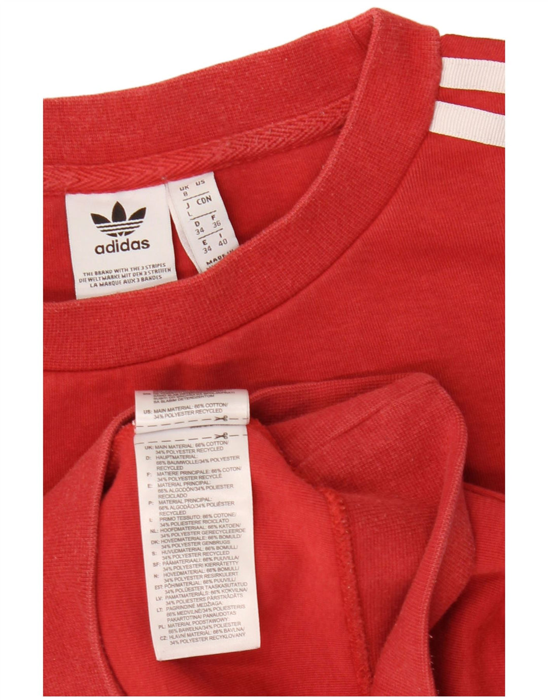 ADIDAS Womens Oversized Sweatshirt Jumper UK 8 Small Red Cotton